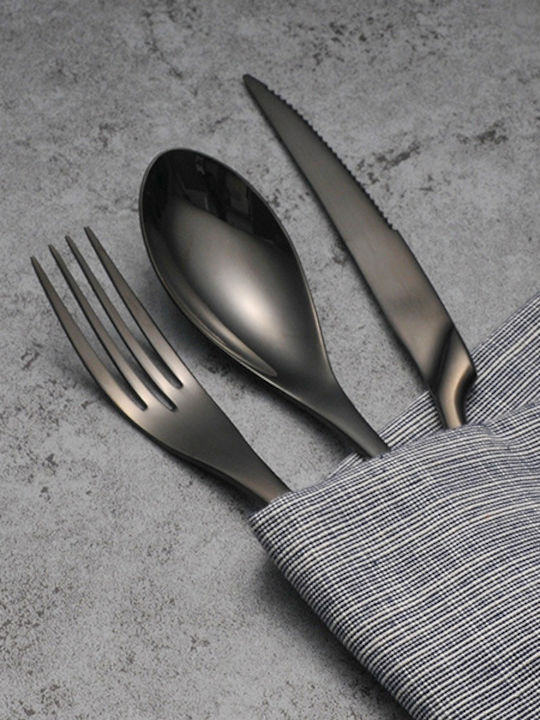 Raki Wicked Set Of Dessert / Ice Cream Spoons Stainless Steel Black 6 Pieces
