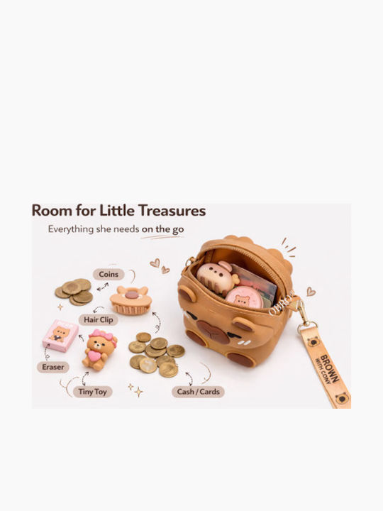 Kinder Tasche Umhängetasche Braun 13.5x8.5x4cm