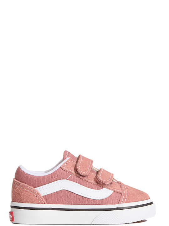 Old Skool V Color Theory Kids Sneakers with Hoop & Loop Closure Pink