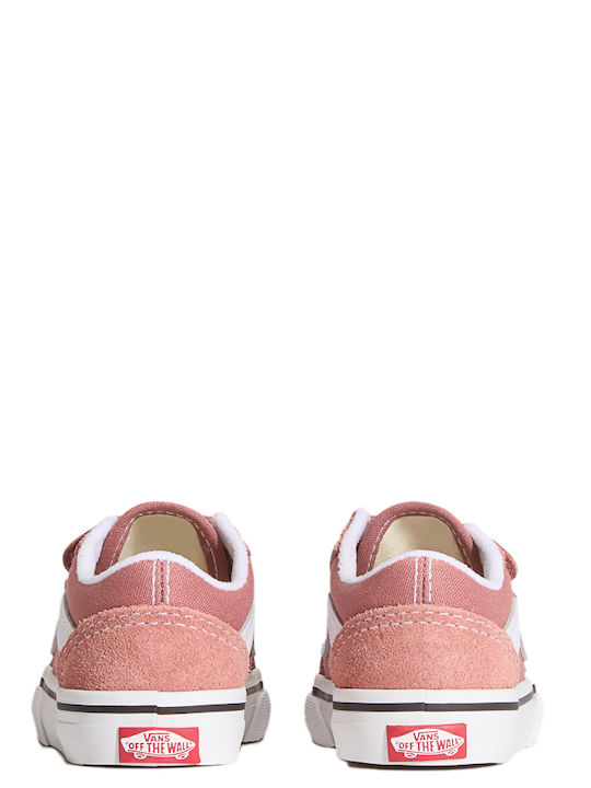 Old Skool V Color Theory Kids Sneakers with Hoop & Loop Closure Pink