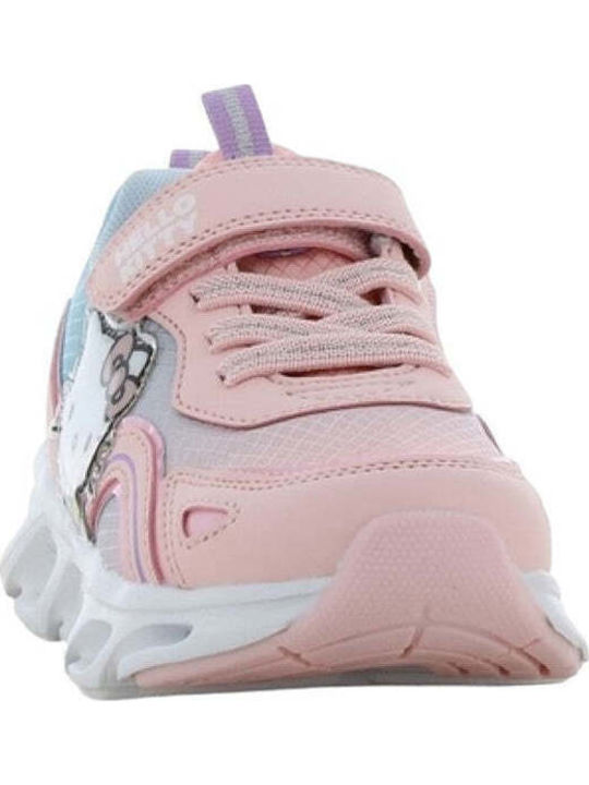 Kids Sneakers Anatomic with Hoop & Loop Closure & Lights Pink