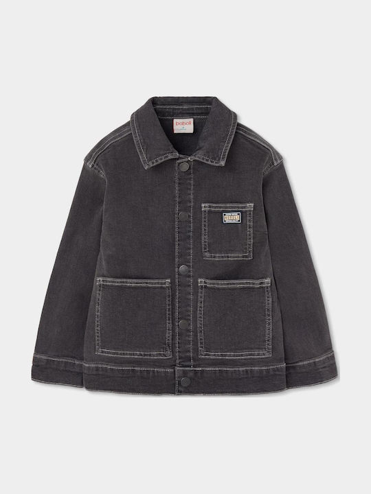 Kids Denim Jacket with Hood Grey