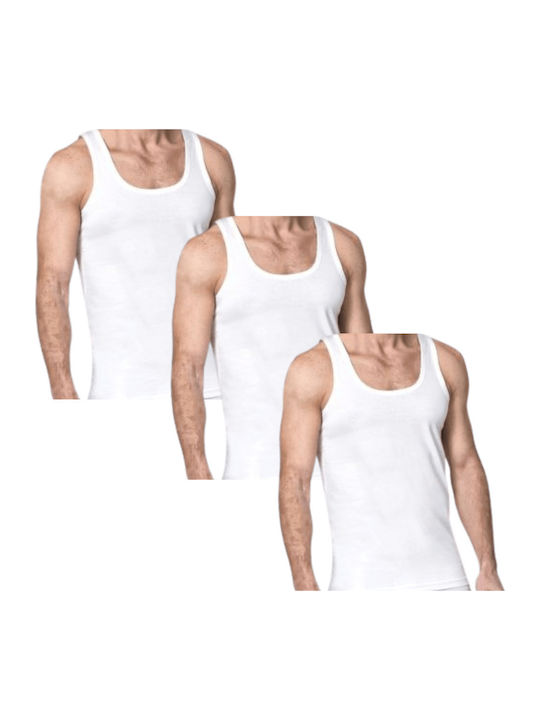 Men's Undershirts Sleeveless White 3Pack