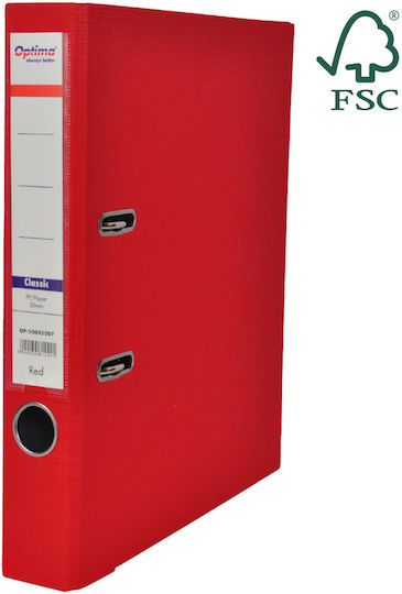 Optima Clasic & Premium A4 Binder Laminated Pp Paper Metal Edge 50 Mm Optima Classic Red