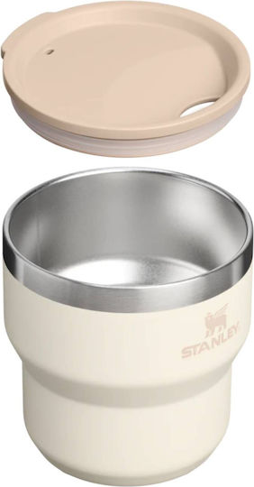 Stanley The Stay Hot Stacking Camp Cup Pahar Termos Oțel Inoxidabil Fără BPA 290ml Crem