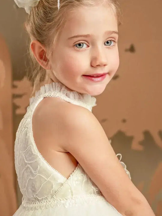 Baby Bloom Ecru Baptism Dress Made of Tulle
