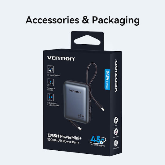 Vention Power Bank 10000mAh 45W Power Delivery / Quick Charge / PPS Γκρι