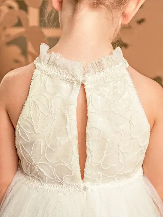 Baby Bloom Ecru Baptism Dress Made of Tulle