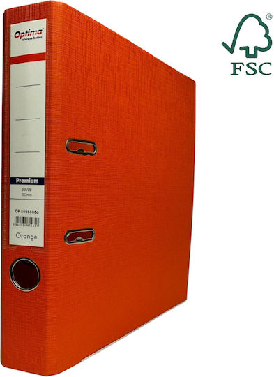 Optima Clasic & Premium Dosar A4 Cu Arc Laminat Pp Margine Metalică 50 Mm Optima Premium Portocaliu
