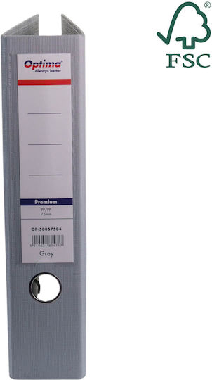 Dosar Optima Clasic & Premium A4 Cu Arc Laminat Pp Margine Metalică 75 Mm Gri Premium Optima