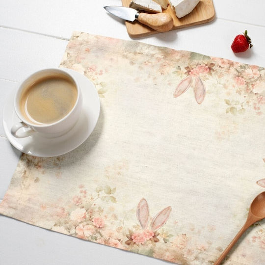 Plate Mat 35x45cm Set 4 Pieces Made Cotton Pastel Floral Elon Bunny