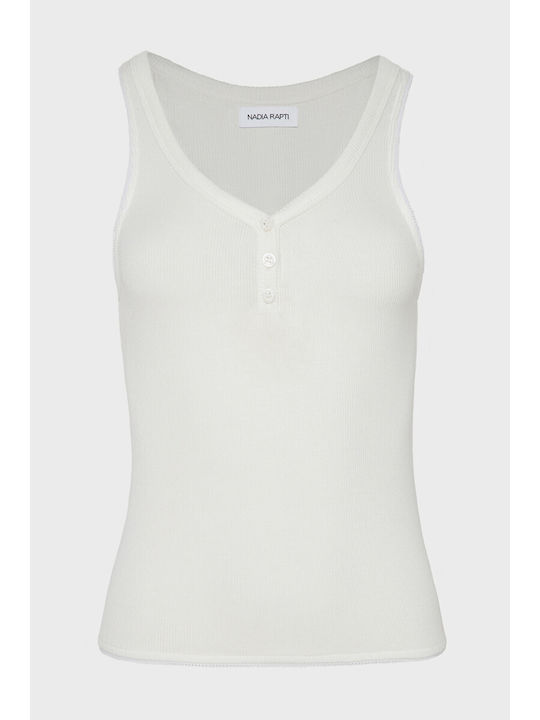 Women's Sleeveless Top with V-Neck White