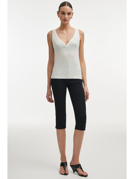 Women's Sleeveless Top with V-Neck White
