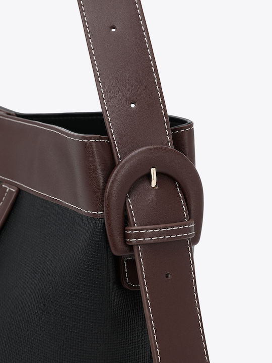 Rattan Damen Schultertasche Schwarz