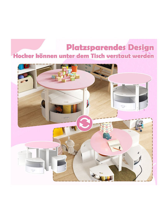 Kids Table Set with Chairs for Painting Pink Costway