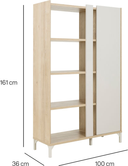 Lenk Floor Bookcase Wooden Beige 100x36x161cm