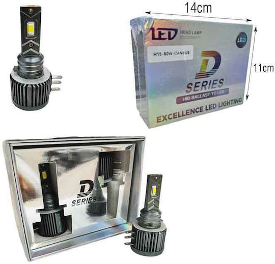 Autolampen D Series H15 Canbus LED 80W