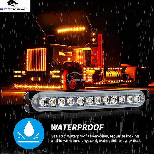 Spywolf First-Class Led Strobe Volume Light Red-Blue 12led 12/24v 6000lm 10 Pieces Tc-335