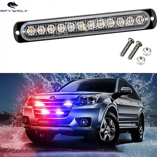 Spywolf First-Class Led Strobe Φανάρι Όγκου Κόκκινο-Μπλε 12led 12/24v 6000lm 4 Τεμάχια Tc-332