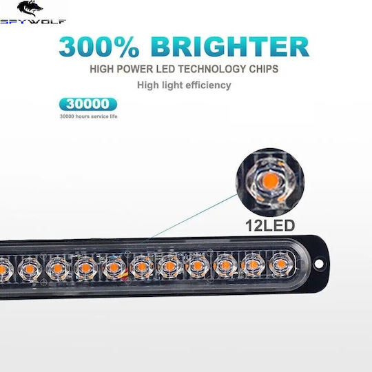 Spywolf First-class Led Strobe LKW-Volumenleuchten Gelbe 12led 12/24v 6000lm 6 Stück Tc-327