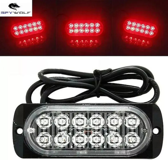 First-class Led Strobe Φαναράκι Όγκου Κόκκινο 12led 12/24v 6000lm Tc-347
