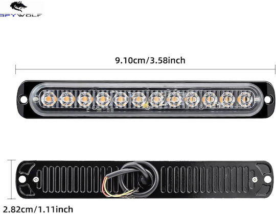 Spywolf First-class Led Strobe Φανάρι Όγκου Κόκκινο-Μπλε 12led 12/24v 6000lm 6 Τεμάχια Tc-333