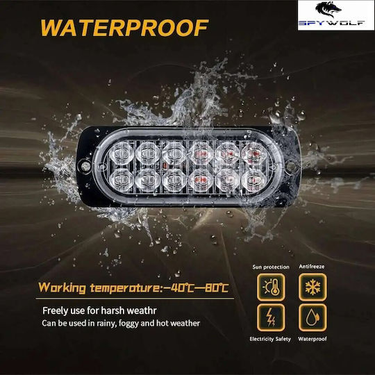 First-Class Led Strobe Volume Light White 12led 12/24v 6000lm 4 Pieces Tc-355