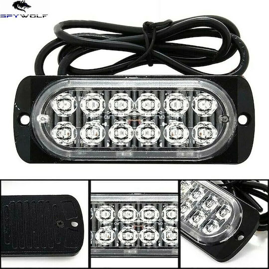 First-Class Led Strobe Volume Light White 12led 12/24v 6000lm 4 Pieces Tc-355