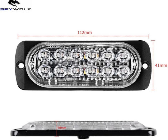 First-Class Led Strobe Volume Light Blue 12led 12/24v 6000lm 4 Pieces Tc-343
