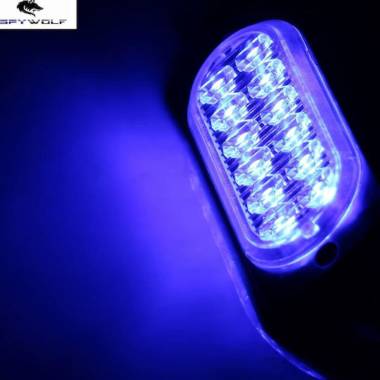 First-Class Led Strobe Volume Light Blue 12Led 12/24V 6000Lm 10 Pieces Tc-346
