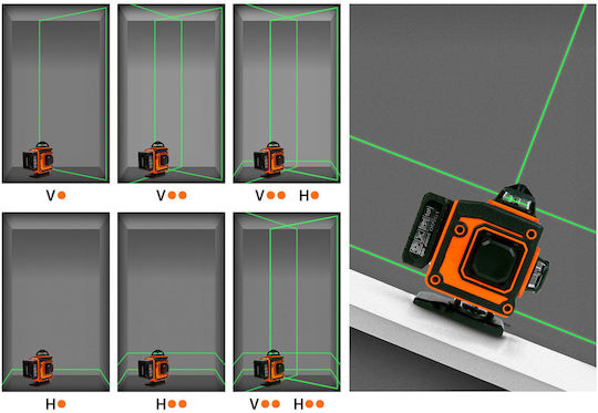 Handy Περιστροφικό Αλφάδι Laser Πράσινης Δέσμης 4.2V με Εύρος Εργασίας 15m