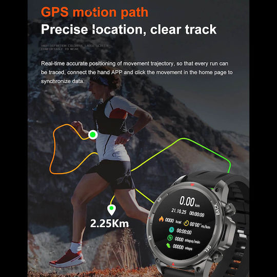 Microwear DK68 Smartwatch cu Pulsometru (Piele Neagră)