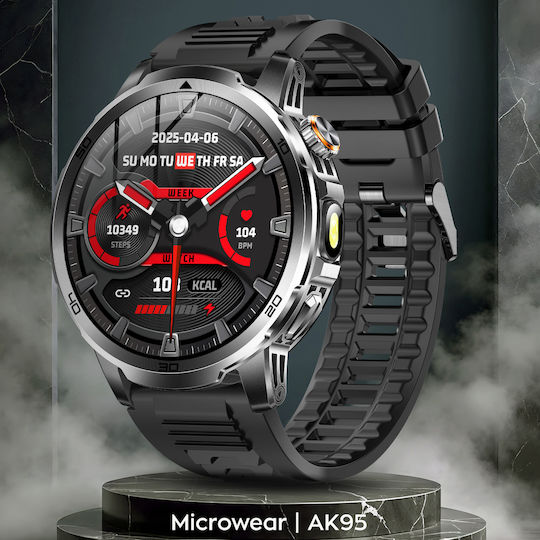 Microwear AK95 Smartwatch with Heart Rate Monitor Silver Steel