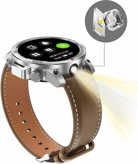 Microwear DK68 Smartwatch cu Pulsometru (Piele Neagră)