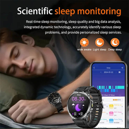 Microwear AK95 Smartwatch with Heart Rate Monitor Silver Steel