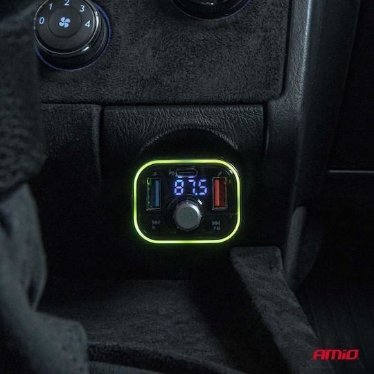 AMiO FM Transmitter Αυτοκινήτου με MicroSD / Type-C / USB / Bluetooth