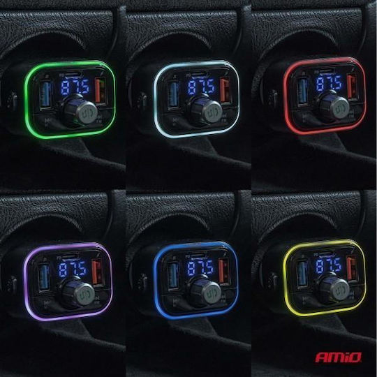 AMiO FM Transmitter Αυτοκινήτου με MicroSD / Type-C / USB / Bluetooth