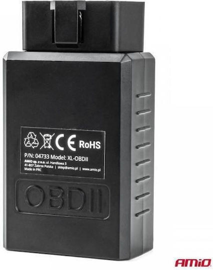 Amio Car Diagnostic Obd 2 Type Elm327 Bluetooth Xl Operating Voltage 12v Wireless Connection Passenger Cars 1 Pc 04733/am Amio 04733/am