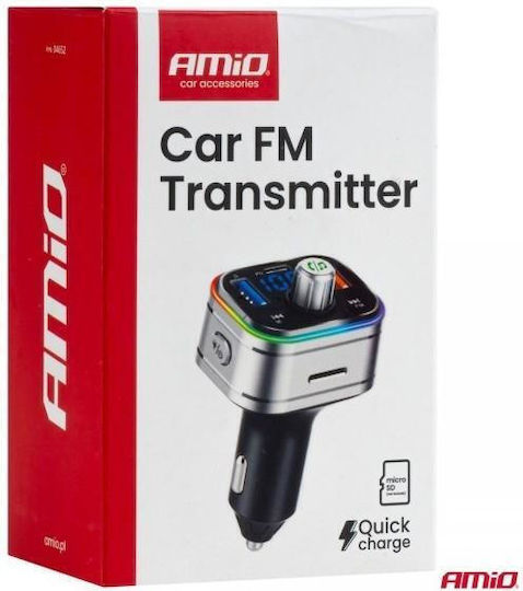 AMiO FM Transmitter Αυτοκινήτου με MicroSD / Type-C / USB / Bluetooth