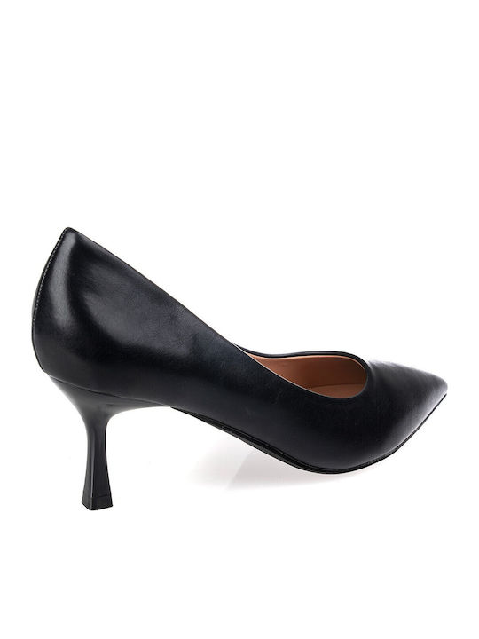 Pointed Toe Heels with Thin Mid Heel Black
