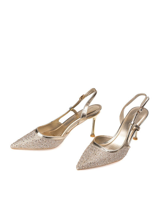 Pointed Toe Heels with Stiletto Heel Gold