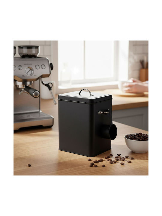 Relaxdays Coffee Jar with Lid Metallic Black