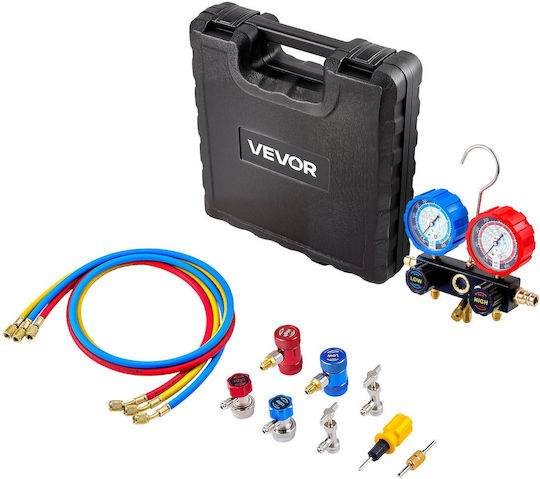 Vevor Σετ Μανόμετρων Κλιματιστικών R134a R404a R1234yf R22 3 Δρόμους Σωλήνες 1.5μ Αντάπτορες Γρήγορα Ζεύγη & Βάνες Συντήρηση Αυτοκινήτου Jxlmb3tldstxramfl001v0