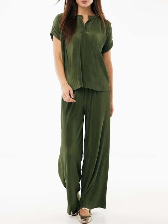 Women's High Rise Pantaloons with Rubber Band Green