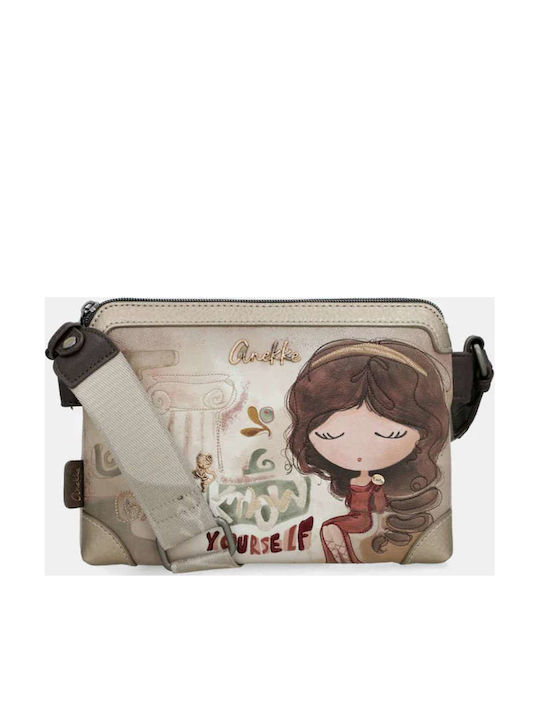 Damen Stoff Schulter Tasche Mehrfarbig