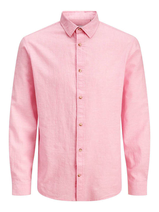 Long Sleeve Linen Shirt in Regular Fit Prism Pink