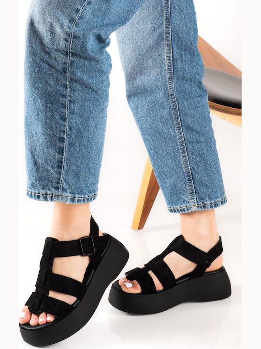 Дамски Сандали Гладиатор Flatforms Черни