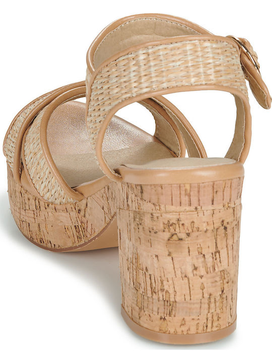 Damen Sandalen Beige RLP486 Raffia