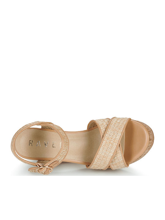 Damen Sandalen Beige RLP486 Raffia