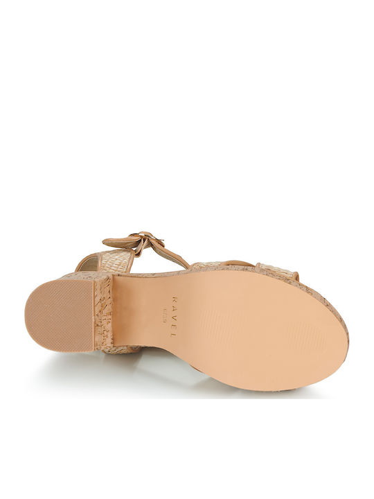 Damen Sandalen Beige RLP486 Raffia